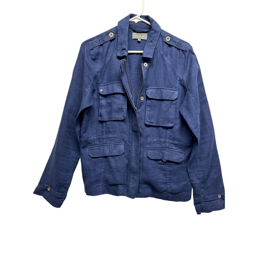 Michael Stars Navy Blue 100% Linen Utility Jacket Women's Medium